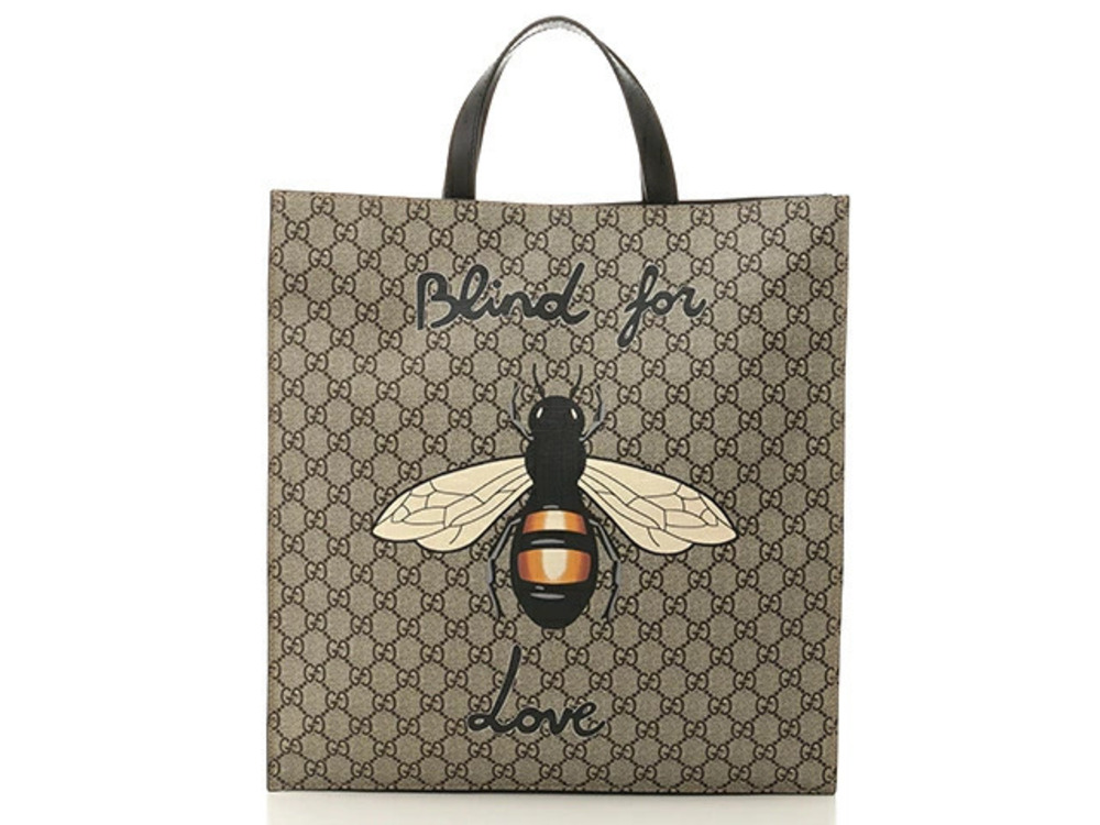 Gucci Tote Bag Bee GG Supreme Canvas Beige Cream